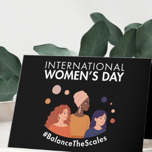 Internationaler Frauentag 2026 Die Waage ins Gleic Feiertagskarte