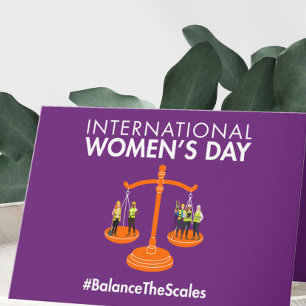 Internationaler Frauentag 2026 Die Waage ins Gleic Feiertagskarte