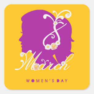 Internationaler Frauentag 8. März 2025 Quadratischer Aufkleber