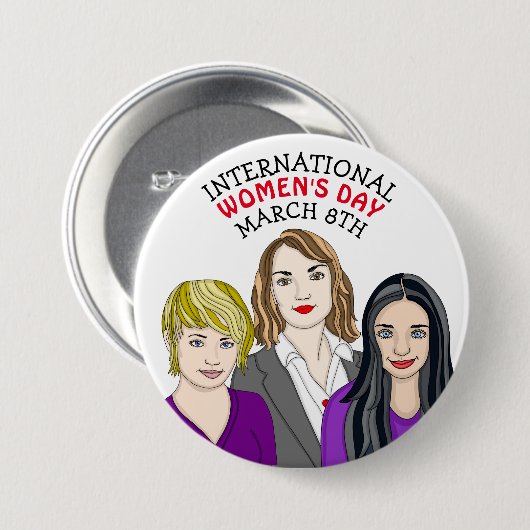 Internationaler Frauentag - 8. März Button (Vorne & Hinten)