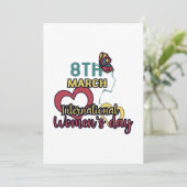 Internationaler Frauentag 8. März Einladung (Stehend Vorderseite)