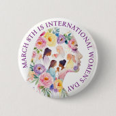 Internationaler Frauentag 8. März IWD Button (Vorderseite)