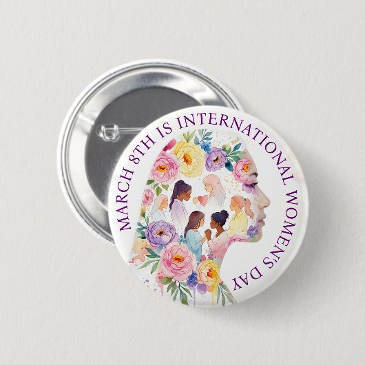 Internationaler Frauentag 8. März IWD Button (Vorne & Hinten)