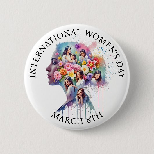 Internationaler Frauentag 8. März IWD Button (Vorderseite)