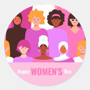 Internationaler Frauentag 8. März pink Runder Aufkleber