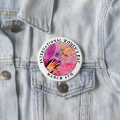 Internationaler Frauentag 8. März Rosa Kunst Button (Beispiel)