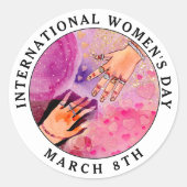 Internationaler Frauentag 8. März Rosa Kunst Runder Aufkleber (Vorderseite)