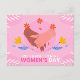 Internationaler Frauentag 8 März rosa niedlich Postkarte