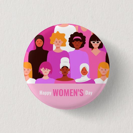 Internationaler Frauentag 8 März rosa Taste Button (Vorderseite)