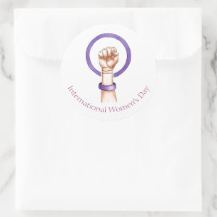 Internationaler Frauentag am 8. März  Runder Aufkleber