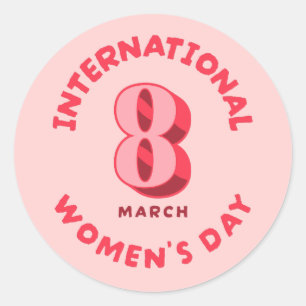 Internationaler Frauentag am 8. März Runder Aufkleber