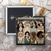 Internationaler Frauentag | Art Deco Women Button