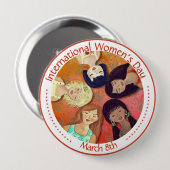Internationaler Frauentag - Bild eines vielfältige Button (Vorne & Hinten)