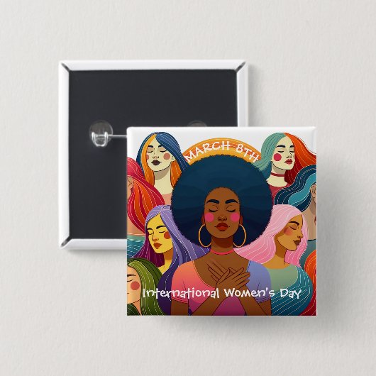 Internationaler Frauentag Button (Vorne & Hinten)