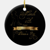 Internationaler Frauentag Elegantes Gold individue Keramikornament (Hinten)