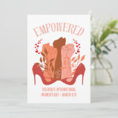 Internationaler Frauentag EMPOWERED Fists Stiletto Einladung (Stehend Vorderseite)