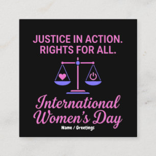 Internationaler Frauentag Gerechtigkeit In Aktion  Quadratische Visitenkarte