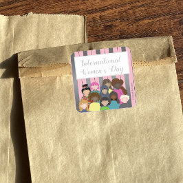 Internationaler Frauentag in hübschem Rosa und Sil Quadratischer Aufkleber