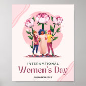 Internationaler Frauentag in Rosa und Grüner Ästhe Poster (Vorne)