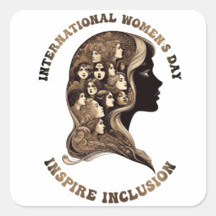 Internationaler Frauentag Inspirier Inklusion Quadratischer Aufkleber