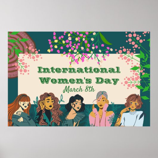 Internationaler Frauentag März 8. Blumenstrauß Poster (Vorne)