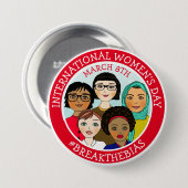 Internationaler Frauentag März 8. Button (Vorne & Hinten)