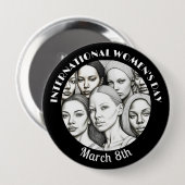Internationaler Frauentag März 8. Button (Vorne & Hinten)