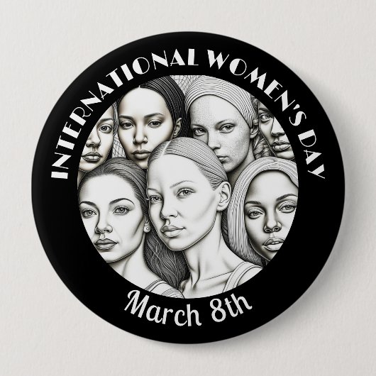 Internationaler Frauentag März 8. Button (Vorderseite)
