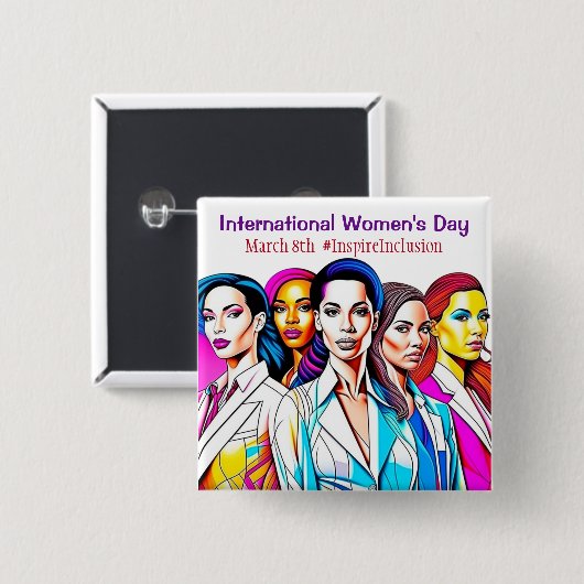 Internationaler Frauentag März 8. Button (Vorne & Hinten)