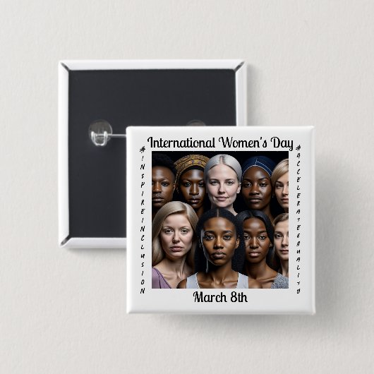 Internationaler Frauentag März 8. Button (Vorne & Hinten)