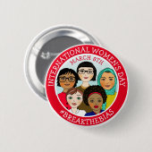 Internationaler Frauentag März 8. Button (Vorne & Hinten)