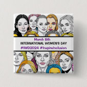 Internationaler Frauentag März 8. Button (Vorderseite)