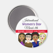 Internationaler Frauentag März 8. Magnet (Vorderseite/Rückseite)