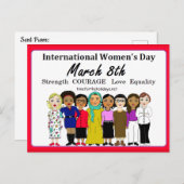 Internationaler Frauentag März 8. Postkarte (Vorne/Hinten)