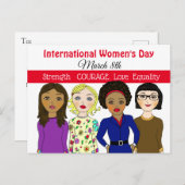 Internationaler Frauentag März 8. Postkarte (Vorne/Hinten)