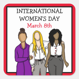 Internationaler Frauentag März 8. Quadratischer Aufkleber