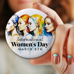 Internationaler Frauentag März 8. Schaltfläche Button