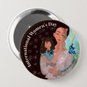 Internationaler Frauentag mit Mädchenknöpfe Button (Vorne & Hinten)
