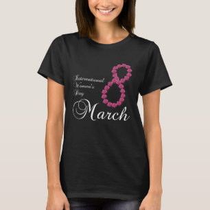 Internationaler Frauentag Pinke Rose Blume 8 März T-Shirt