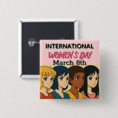 Internationaler Frauentag | Pop Art Button (Vorne & Hinten)