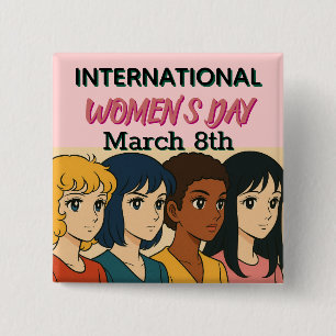 Internationaler Frauentag Pop Art Button