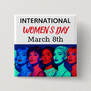 Internationaler Frauentag   Pop Art  Button