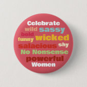 Internationaler Frauentag Rosa Bunte Text-Schaltfl Button (Vorderseite)