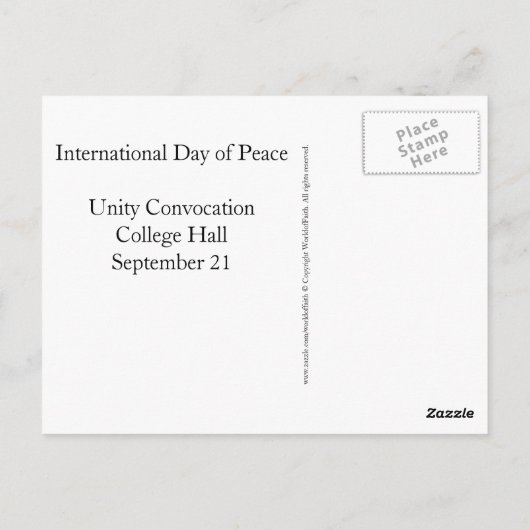 Internationaler Friedenstag - Postkarte (Rückseite)