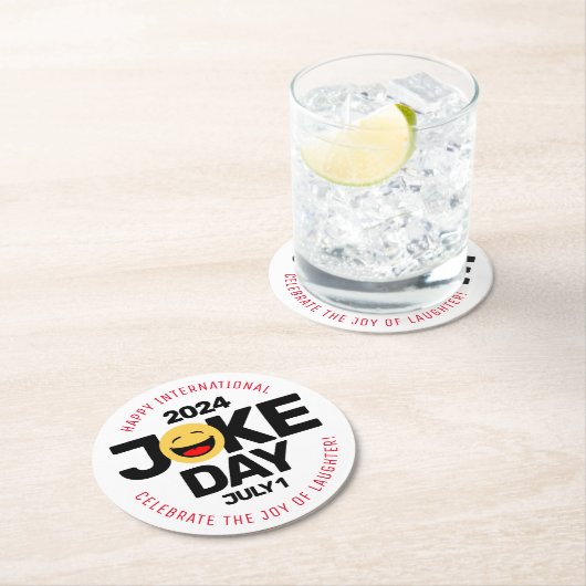 Internationaler Joke Day Laughing Face Runder Pappuntersetzer (Vor Ort)