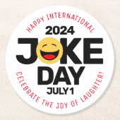 Internationaler Joke Day Laughing Face Runder Pappuntersetzer (Vorderseite)