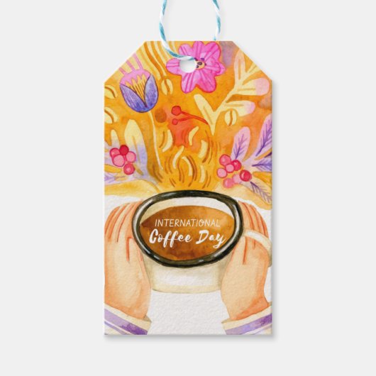 Internationaler Kaffeetag Geschenkanhänger (Vorderseite)