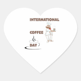 Internationaler Kaffeetag Herz-Aufkleber