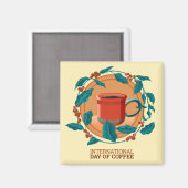Internationaler Kaffeetag Magnet (Vorderseite/Rückseite)