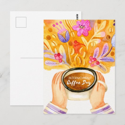 Internationaler Kaffeetag Postkarte (Vorne/Hinten)